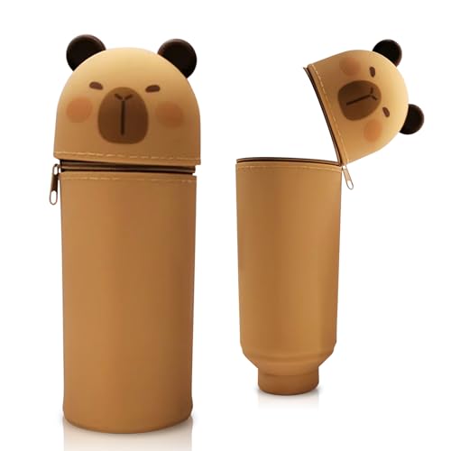 Silikon Federmäppchen mit Tierdesign - Süßes 2-in-1 Schulmäppchen aus weichem Silikon | Federmappe & Stiftehalter | Schlampermäppchen für Schule, Büro (Wasserschwein) von Sykerout