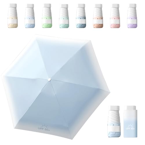 Sykerout Gradient Mini Regenschirm - Kompakter Taschenschirm, Faltbarer Reise-UV-Schirm Klein (Blau) von Sykerout