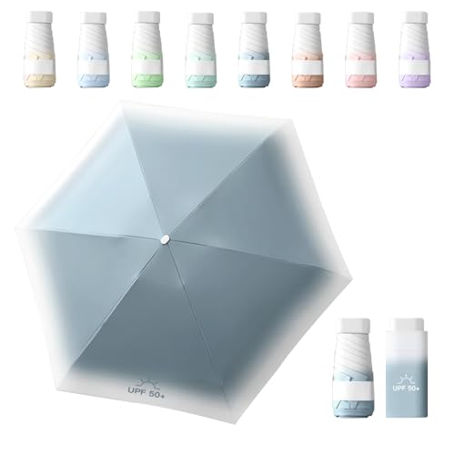 Sykerout Gradient Regenschirm, Mini Regenschirm, Taschenschirme, Kompakter Regenschirm Mini Faltbarer Reise Regenschirm Klein, Uv-Regenschirm (Dunst blau) von Sykerout