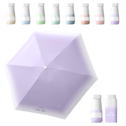 Sykerout Gradient Mini Faltbarer Reise Regenschirm, Uv-Schutz (Lila) von Sykerout