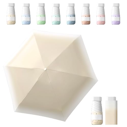 Sykerout Gradient Regenschirm, Mini Regenschirm, Taschenschirme, Kompakter Regenschirm Mini Faltbarer Reise Regenschirm Klein, Uv-Regenschirm (Milchige Kaffeefarbe) von Sykerout