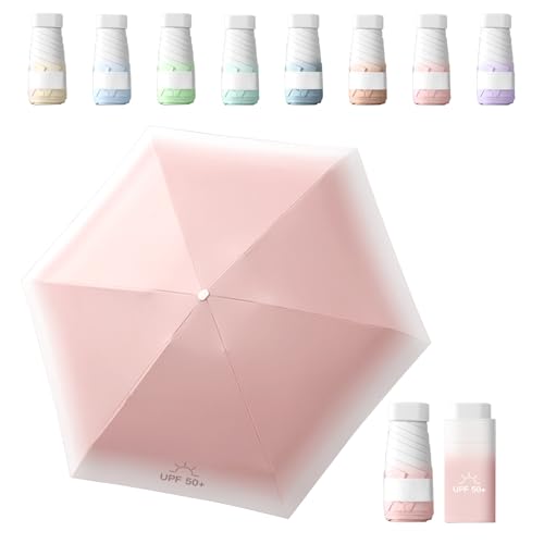 Sykerout Gradient Mini Regenschirm - Kompakter Taschenschirm, Faltbarer Reise-UV-Schirm Klein (Rosa) von Sykerout