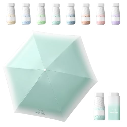 Sykerout Gradient Regenschirm, Mini Regenschirm, Taschenschirme, Kompakter Regenschirm Mini Faltbarer Reise Regenschirm Klein, Uv-Regenschirm (mintgrün) von Sykerout