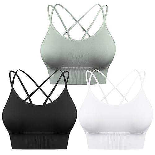 Sykooria 1-3 Pack Strappy Sports Bra for Women Sexy Crisscross Open Back for Yoga Running Athletic Gym Workout Fitness Tops von Sykooria