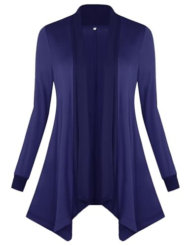 Sykooria Longstrickjacke Damen Elegant Strickjacke Langarm Sommer Cardigan Lang Leicht Jäckchen Einfarbige Dünne Strickmantel, Navy blau XXL Sykooria Longstrickjacke Damen Elegant Strickjacke Langarm Sommer Cardigan Lang Leicht Jäckchen Einfarbige Dünne Strickmantel, Navy blau XXL von Sykooria