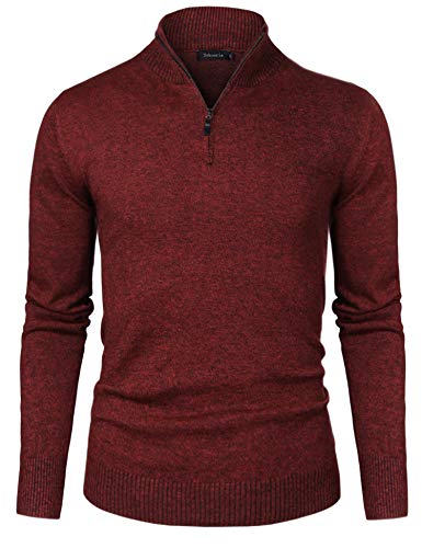Sykooria Pullover Herren Stehkragen 1/4 Half Zip Arbeitspullover Baumwolle Rollkragenpullover Stretch Winterpullover Herbst Winter Langarm Poloshirt Sweater von Sykooria