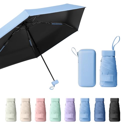Sykrawki Mini UV-Regenschirm, Winddichter Taschenschirm für Männer und Frauen (Blau) von Sykrawki