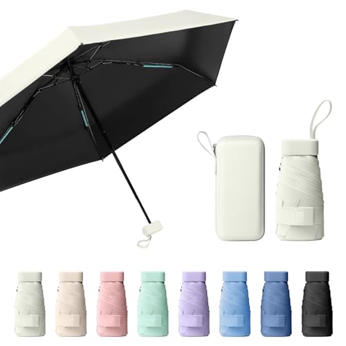 Sykrawki Mini UV-Regenschirm, Winddichter Taschenschirm für Männer und Frauen (Weiß) von Sykrawki