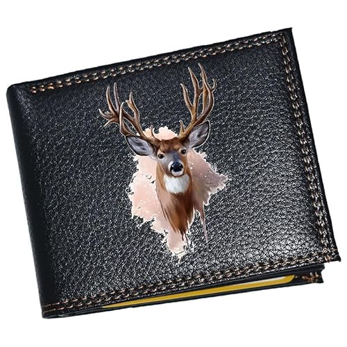 Syl'la Jäger Jagd Etui Kleine Geldbörse Geldbörse mit Klappe für Herren Geschenk Vatertag, Schwarz Biche, Portefeuille, Jagd von Syl'la