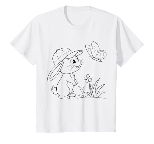 Kinder Hase Häschen mit Kappe Kindermotiv Osterhase zum Ausmalen T-Shirt Kinder Hase Häschen mit Kappe Kindermotiv Osterhase zum Ausmalen T-Shirt von SylColor Namensgeschenke mit Aufdruck zum Malen