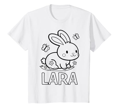 Kinder Lara Name Hase Häschen Osterhase zum Ausmalen Mädchenname T-Shirt Kinder Lara Name Hase Häschen Osterhase zum Ausmalen Mädchenname T-Shirt von SylColor Namensgeschenke mit Aufdruck zum Malen