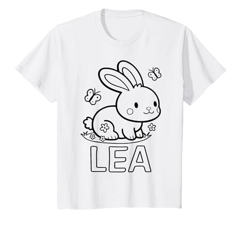 Kinder Lea Name Hase Häschen Osterhase zum Ausmalen Mädchenname T-Shirt Kinder Lea Name Hase Häschen Osterhase zum Ausmalen Mädchenname T-Shirt von SylColor Namensgeschenke mit Aufdruck zum Malen