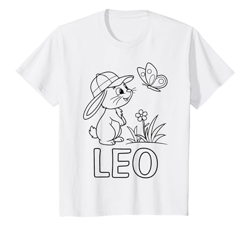 Kinder Leo Name Hase Häschen Osterhase zum Ausmalen Jungenname T-Shirt Kinder Leo Name Hase Häschen Osterhase zum Ausmalen Jungenname T-Shirt von SylColor Namensgeschenke mit Aufdruck zum Malen