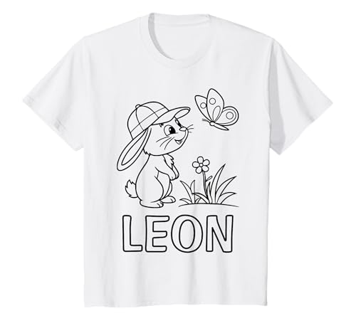 Kinder Leon Name Hase Häschen Osterhase zum Ausmalen Jungenname T-Shirt Kinder Leon Name Hase Häschen Osterhase zum Ausmalen Jungenname T-Shirt von SylColor Namensgeschenke mit Aufdruck zum Malen