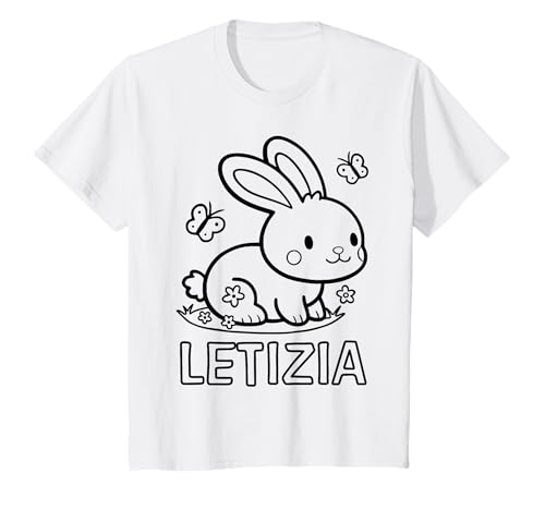 Kinder Letizia Name Hase Häschen Osterhase zum Ausmalen Mädchenname T-Shirt Kinder Letizia Name Hase Häschen Osterhase zum Ausmalen Mädchenname T-Shirt von SylColor Namensgeschenke mit Aufdruck zum Malen