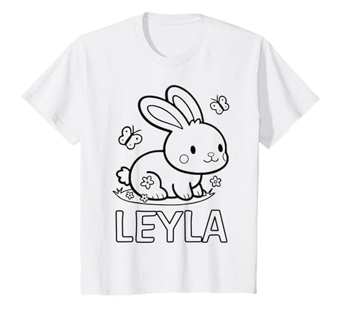 Kinder Leyla Name Hase Häschen Osterhase zum Ausmalen Mädchenname T-Shirt Kinder Leyla Name Hase Häschen Osterhase zum Ausmalen Mädchenname T-Shirt von SylColor Namensgeschenke mit Aufdruck zum Malen