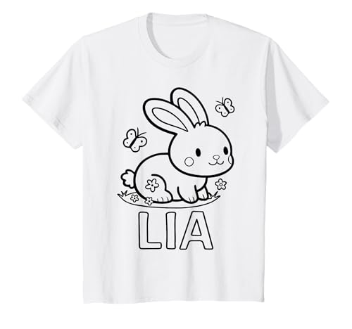 Kinder Lia Name Hase Häschen Osterhase zum Ausmalen Mädchenname T-Shirt Kinder Lia Name Hase Häschen Osterhase zum Ausmalen Mädchenname T-Shirt von SylColor Namensgeschenke mit Aufdruck zum Malen