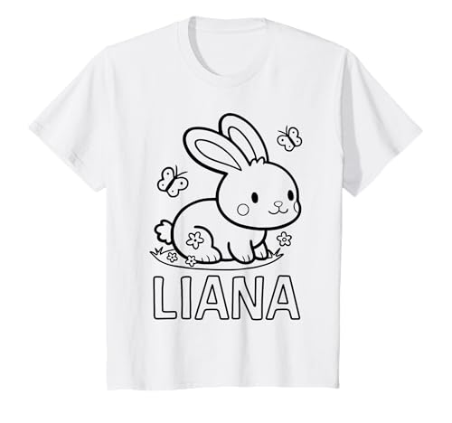 Kinder Liana Name Hase Häschen Osterhase zum Ausmalen Mädchenname T-Shirt Kinder Liana Name Hase Häschen Osterhase zum Ausmalen Mädchenname T-Shirt von SylColor Namensgeschenke mit Aufdruck zum Malen
