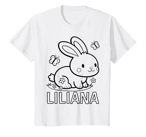 Kinder Liliana Name Hase Häschen Osterhase zum Ausmalen Mädchenname T-Shirt Kinder Liliana Name Hase Häschen Osterhase zum Ausmalen Mädchenname T-Shirt von SylColor Namensgeschenke mit Aufdruck zum Malen