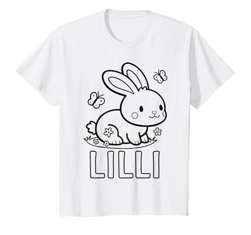 Kinder Lilli Name Hase Häschen Osterhase zum Ausmalen Mädchenname T-Shirt Kinder Lilli Name Hase Häschen Osterhase zum Ausmalen Mädchenname T-Shirt von SylColor Namensgeschenke mit Aufdruck zum Malen