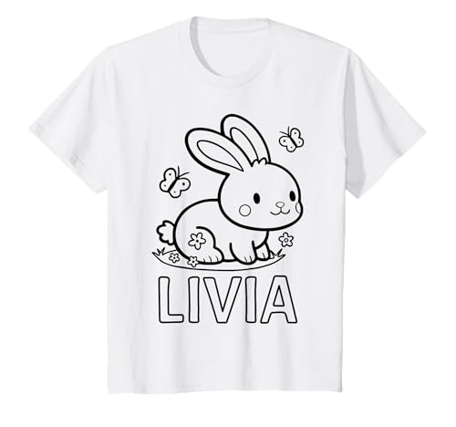Kinder Livia Name Hase Häschen Osterhase zum Ausmalen Mädchenname T-Shirt Kinder Livia Name Hase Häschen Osterhase zum Ausmalen Mädchenname T-Shirt von SylColor Namensgeschenke mit Aufdruck zum Malen