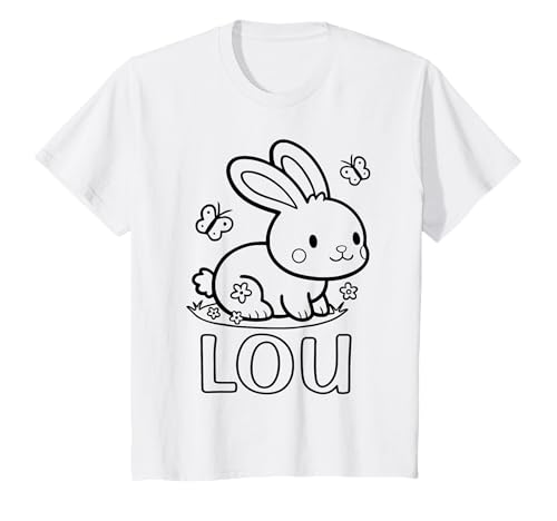Kinder Lou Name Hase Häschen Osterhase zum Ausmalen Mädchenname T-Shirt Kinder Lou Name Hase Häschen Osterhase zum Ausmalen Mädchenname T-Shirt von SylColor Namensgeschenke mit Aufdruck zum Malen