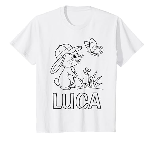 Kinder Luca Name Hase Häschen Osterhase zum Ausmalen Jungenname T-Shirt Kinder Luca Name Hase Häschen Osterhase zum Ausmalen Jungenname T-Shirt von SylColor Namensgeschenke mit Aufdruck zum Malen