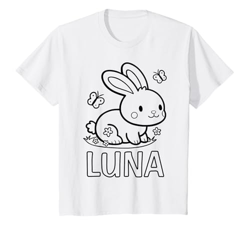 Kinder Luna Name Hase Häschen Osterhase zum Ausmalen Mädchenname T-Shirt Kinder Luna Name Hase Häschen Osterhase zum Ausmalen Mädchenname T-Shirt von SylColor Namensgeschenke mit Aufdruck zum Malen