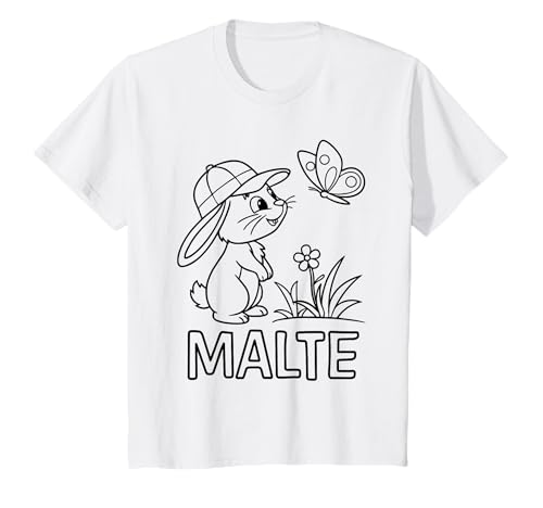 Kinder Malte Name Hase Häschen Osterhase zum Ausmalen Jungenname T-Shirt Kinder Malte Name Hase Häschen Osterhase zum Ausmalen Jungenname T-Shirt von SylColor Namensgeschenke mit Aufdruck zum Malen