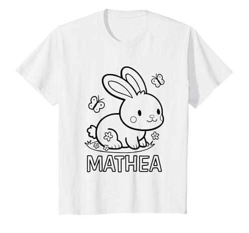 Kinder Mathea Name Hase Häschen Osterhase zum Ausmalen Mädchenname T-Shirt Kinder Mathea Name Hase Häschen Osterhase zum Ausmalen Mädchenname T-Shirt von SylColor Namensgeschenke mit Aufdruck zum Malen