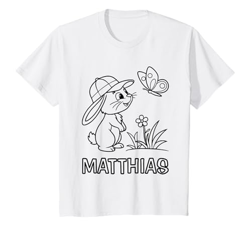 Kinder Matthias Name Hase Häschen Osterhase zum Ausmalen Jungenname T-Shirt Kinder Matthias Name Hase Häschen Osterhase zum Ausmalen Jungenname T-Shirt von SylColor Namensgeschenke mit Aufdruck zum Malen