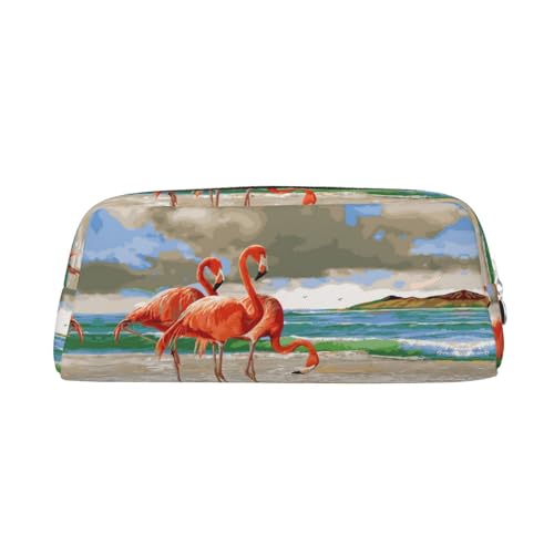 Federmäppchen mit Flamingo-Stranddruck, Mehrzweck-Aufbewahrung für Schule, Büro und Reisen, silber, Einheitsgröße, Schulranzen von Sylale