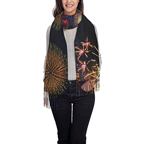 Winterschal – Mango Frauen Lange Schals Warme Quaste Schal Stola Für Frauen Damen, Feuerwerk, One size von Sylale
