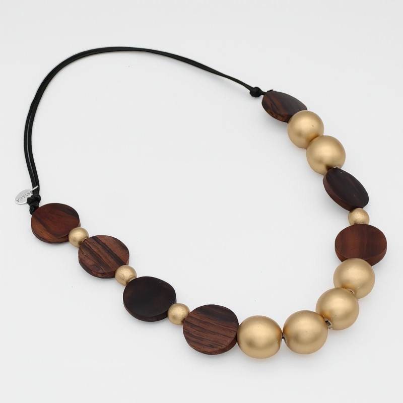 Goldene Birke Statement Kette Holz & Gold Perlenkette Goldene Birke Statement Kette Holz & Gold Perlenkette von SylcaDesigns