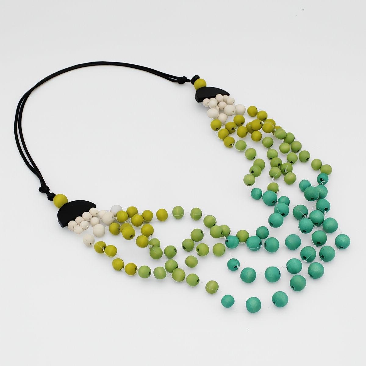 Zierliche Türkis Ombre Halskette, Holzperlen Multi-Strang Statement Halskette Zierliche Türkis Ombre Halskette, Holzperlen Multi-Strang Statement Halskette von SylcaDesigns