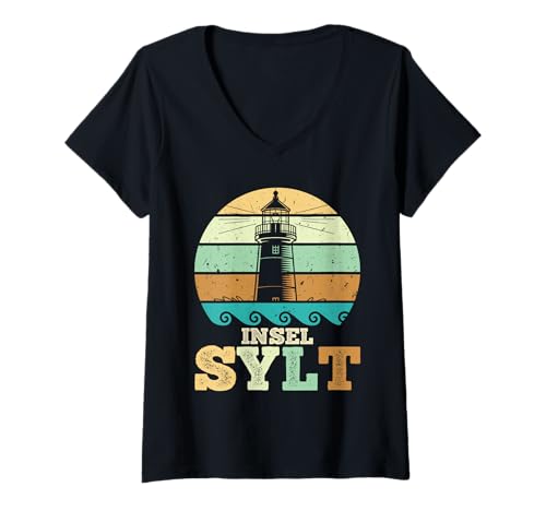 Damen Nordsee Insel Sylt Wattenmeer Lustiges Sylter T-Shirt mit V-Ausschnitt von Sylt Geschenk Nordsee Shirt Sylter Wattenmeer