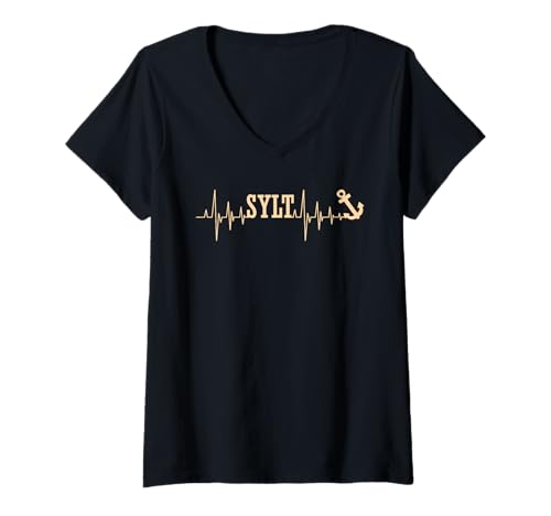 Damen Nordsee Insel Sylt Wattenmeer Lustiges Sylter T-Shirt mit V-Ausschnitt von Sylt Geschenk Nordsee Shirt Sylter Wattenmeer