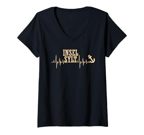 Damen Nordsee Insel Sylt Wattenmeer Lustiges Sylter T-Shirt mit V-Ausschnitt von Sylt Geschenk Nordsee Shirt Sylter Wattenmeer