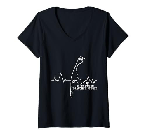 Damen Nordsee Urlaub Alles was DU BRAUCHST IST Sylt Wattenmeer T-Shirt mit V-Ausschnitt von Sylt Geschenk Nordsee Shirt Sylter Wattenmeer