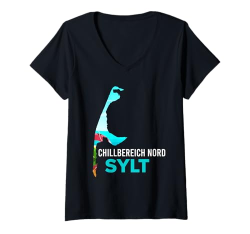 Damen Nordsee Urlaub CHILLBEREICH Nord Sylt Lustig Sylter T-Shirt mit V-Ausschnitt von Sylt Geschenk Nordsee Shirt Sylter Wattenmeer