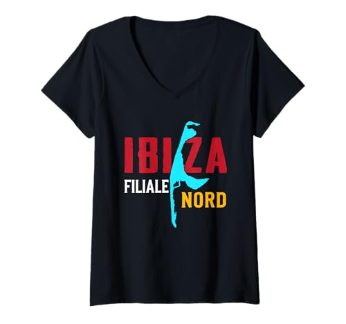 Damen Nordsee Urlaub Ibiza FILIALE Nord Lustiges Sylt T-Shirt mit V-Ausschnitt von Sylt Geschenk Nordsee Shirt Sylter Wattenmeer