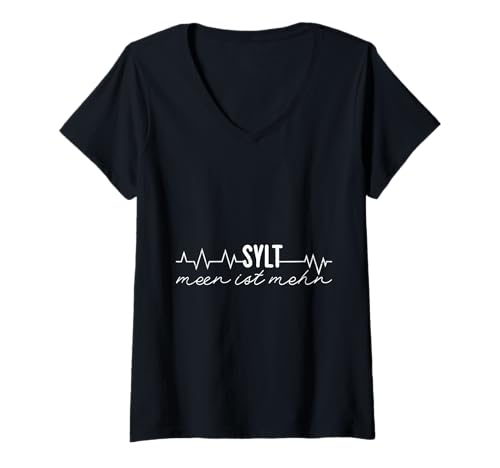 Damen Nordsee Urlaub Meer IST MEHR Lustiges Sylt T-Shirt mit V-Ausschnitt von Sylt Geschenk Nordsee Shirt Sylter Wattenmeer
