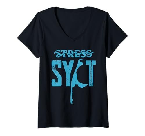 Damen Nordsee Urlaub Stress Sylt Lustiges Wattenmeer T-Shirt mit V-Ausschnitt von Sylt Geschenk Nordsee Shirt Sylter Wattenmeer