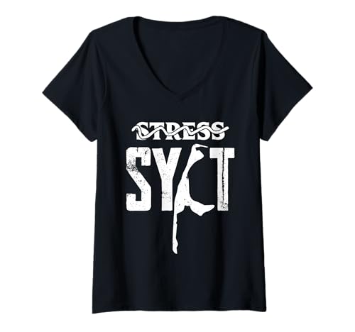 Damen Nordsee Urlaub Stress Sylt Lustiges Wattenmeer T-Shirt mit V-Ausschnitt von Sylt Geschenk Nordsee Shirt Sylter Wattenmeer