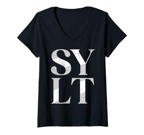 Damen Nordsee Urlaub Sylt Insel Wattenmeer Lustiges Sylter T-Shirt mit V-Ausschnitt von Sylt Geschenk Nordsee Shirt Sylter Wattenmeer