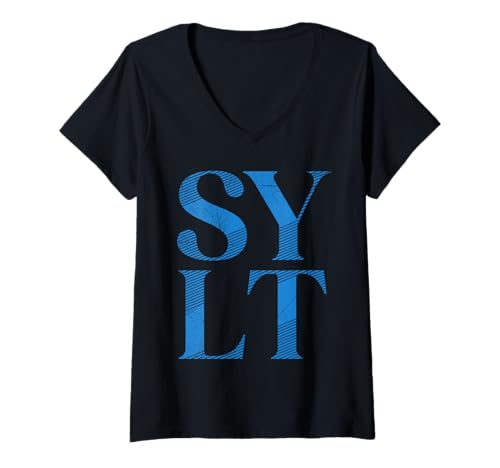 Damen Nordsee Urlaub Sylt Insel Wattenmeer Lustiges Sylter T-Shirt mit V-Ausschnitt von Sylt Geschenk Nordsee Shirt Sylter Wattenmeer