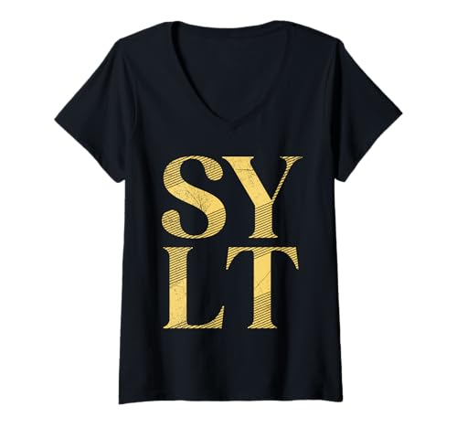 Damen Nordsee Urlaub Sylt Insel Wattenmeer Lustiges Sylter T-Shirt mit V-Ausschnitt von Sylt Geschenk Nordsee Shirt Sylter Wattenmeer