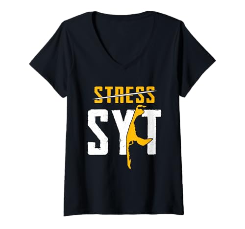 Damen Sylter Stress Sylt Nordsee Urlaub Lustiges Wattenmeer T-Shirt mit V-Ausschnitt von Sylt Geschenk Nordsee Shirt Sylter Wattenmeer