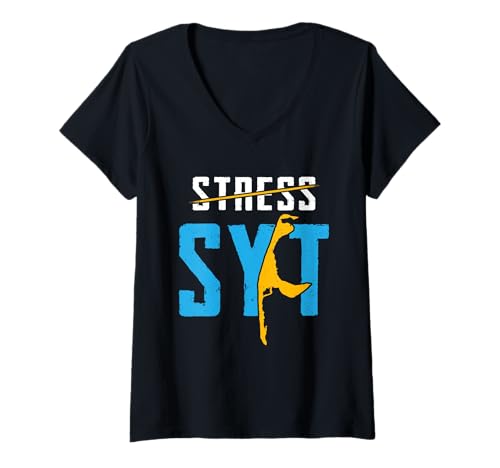 Damen Sylter Stress Sylt Nordsee Urlaub Lustiges Wattenmeer T-Shirt mit V-Ausschnitt von Sylt Geschenk Nordsee Shirt Sylter Wattenmeer