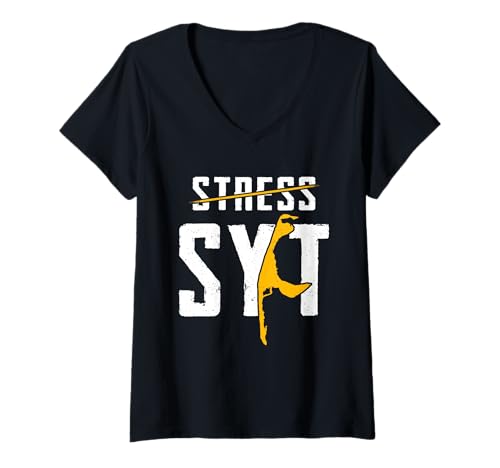 Damen Sylter Stress Sylt Nordsee Urlaub Lustiges Wattenmeer T-Shirt mit V-Ausschnitt von Sylt Geschenk Nordsee Shirt Sylter Wattenmeer